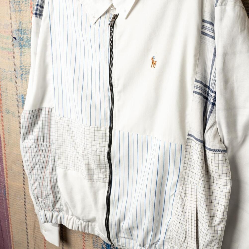 Custom handmade upcycled polo harrington jacket size XL - Picture 3 of 8